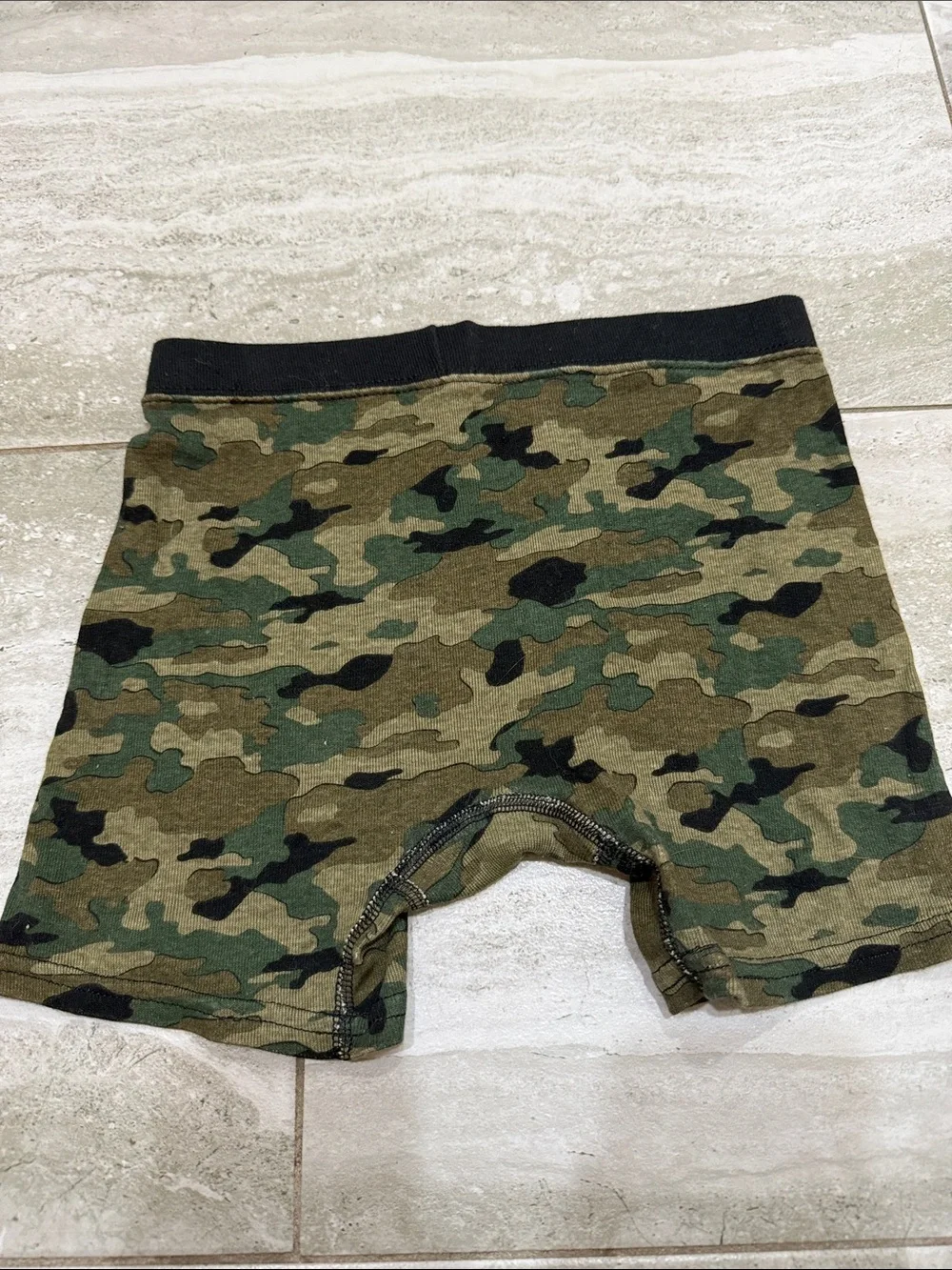 Hanes Green Camo Cotton Boxer Briefs with Black Waistband